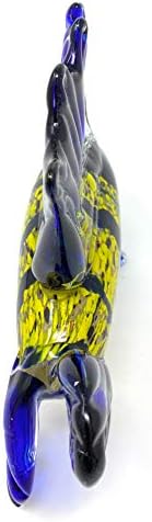 קריסטל xpress חדש 10 אינץ 'מפוצץ ביד כחול וצהוב פסל דגים טרופי פסל מיוצר ביד | עיצוב נעים ומאפיינים